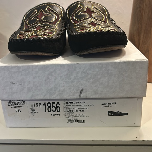 Isabel Marant Etoile Finha Embroidered Velvet Shoes in Black - Picture 7 of 7
